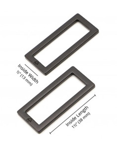 Set di 2 fibbie rettangolari 13 x 38 mm nere 2