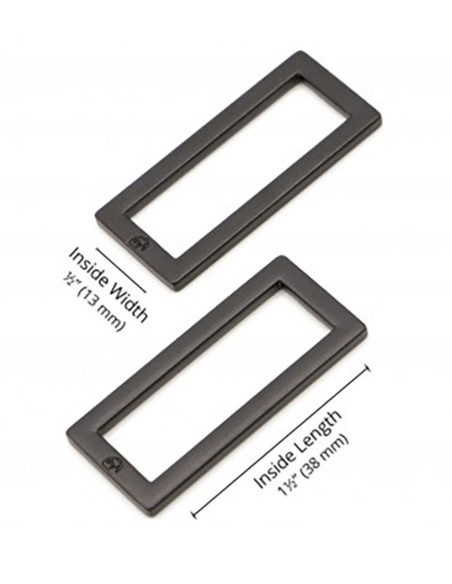 Set di 2 fibbie rettangolari 13 x 38 mm nere