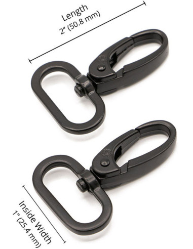 Set di 2 moschettoni passanti 25 mm neri