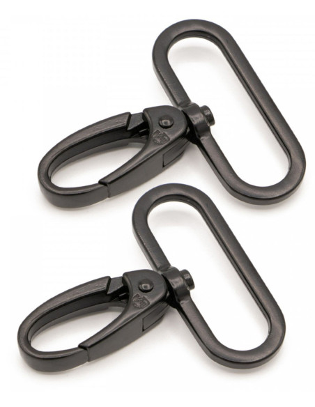 Set di 2 moschettoni passanti 38 mm neri