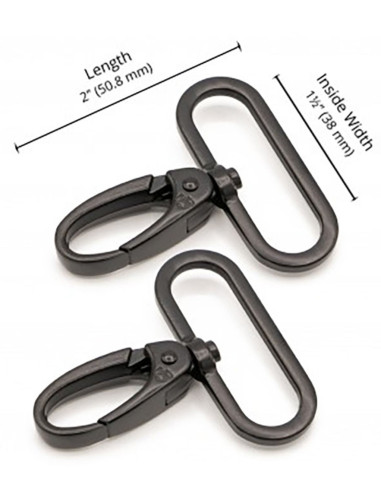 Set di 2 moschettoni passanti 38 mm neri