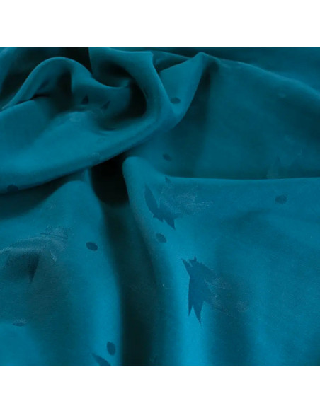 Tessuto jacquard di viscosa Streli blu petrolio - Églantine & Zoé