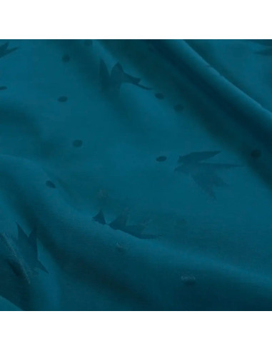Tessuto jacquard di viscosa Streli blu petrolio - Églantine & Zoé