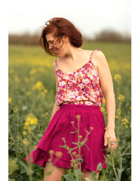Tessuto jacquard di viscosa Streli rosa magenta - Églantine & Zoé