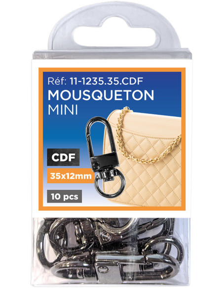 Set di 10 mini moschettoni girevoli - Canne di fucile 35 x 12 mm