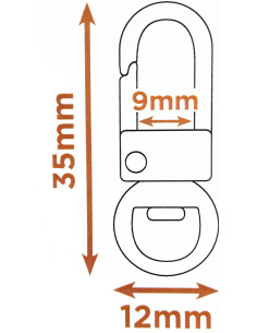 Set di 10 mini moschettoni girevoli - Dorato 35 x 12 mm 2