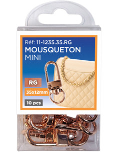 Set di 10 mini moschettoni girevoli - Oro rosa 35 x 12 mm