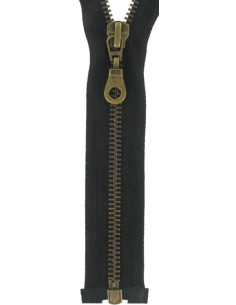 Cerniera separabile in metallo - Nero con maglia bronzo