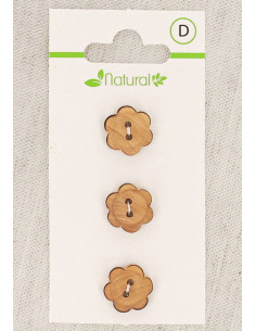 Carta di 3 bottoni in legno naturale 13 mm 2 fori - Fiori