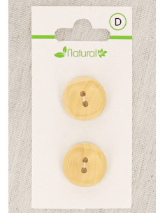 Carta di 2 bottoni in legno naturale 18 mm 2 fori - Quadrati