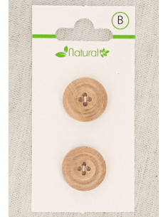 Carta di 2 bottoni in legno naturale 18 mm 4 fori - Modanature