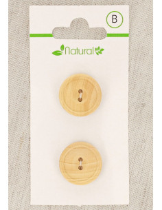 Carta di 2 bottoni in legno naturale 18 mm 2 fori - Rotondi