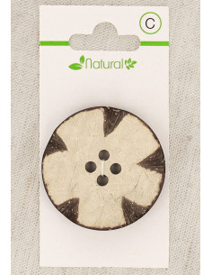 Pulsante in legno naturale 38 mm 4 fori - Rotondo fantasia