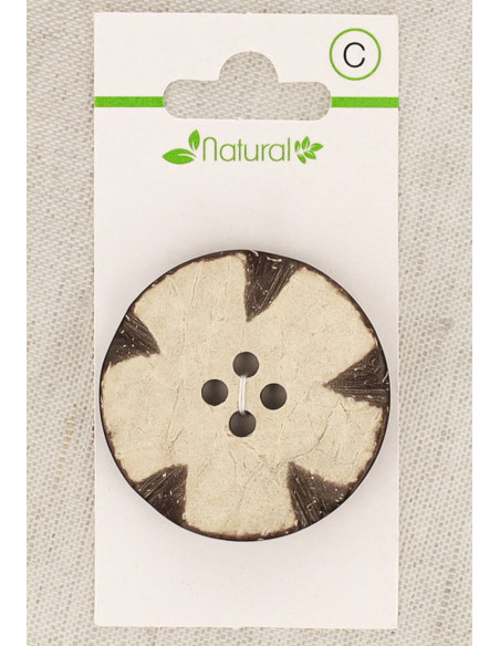 Pulsante in legno naturale 38 mm 4 fori - Rotondo fantasia