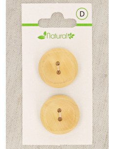 Carta di 2 bottoni in legno naturale 23 mm 2 fori - Quadrati