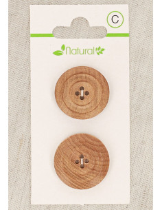 Carta di 2 bottoni in legno naturale 23 mm 4 fori - Modanature
