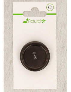 Pulsante in legno scuro da 28 mm con 2 fori - Rotondo