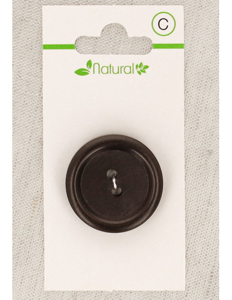 Pulsante in legno scuro da 28 mm con 2 fori - Rotondo
