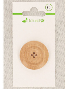 Pulsante in legno naturale 28 mm 4 fori - Modanature