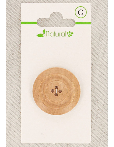 Pulsante in legno naturale 28 mm 4 fori - Modanature