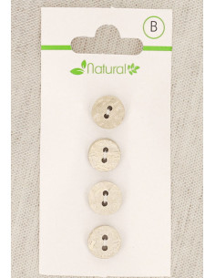 Carta di 4 bottoni in legno naturale 10 mm 2 fori - Rotondi