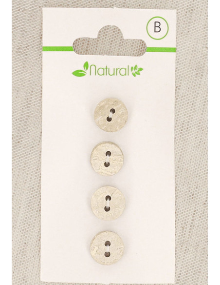 Carta di 4 bottoni in legno naturale 10 mm 2 fori - Rotondi