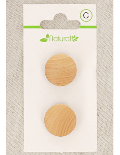 Carta di 2 bottoni in legno naturale 18 mm a gambo - Rotondi