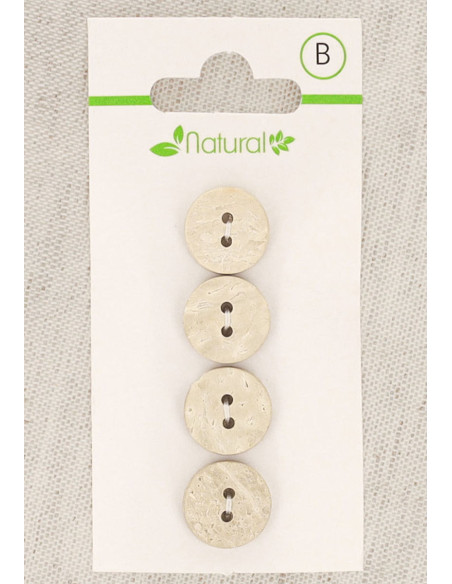 Carta di 4 bottoni in legno naturale 13 mm 2 fori - Rotondi