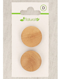 Carta di 2 bottoni in legno naturale 23 mm con gambo - Rotondi