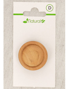 Pulsante in legno naturale a 1 foro 28 mm con gambo - Rotondo in rilievo