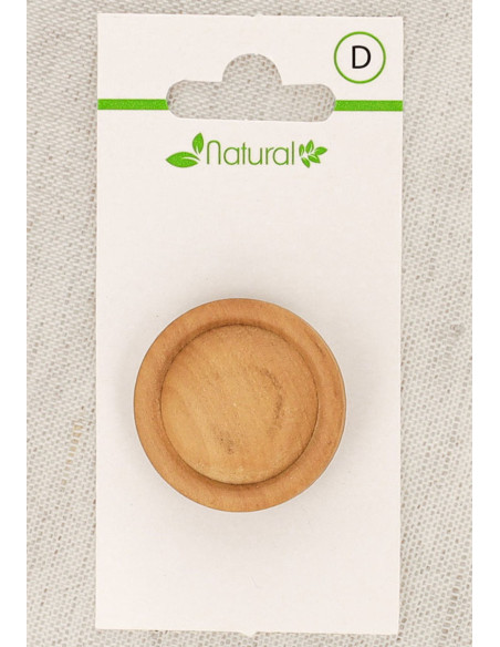 Pulsante in legno naturale a 1 foro 28 mm con gambo - Rotondo in rilievo