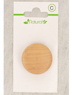 Pulsante in legno naturale da 28 mm con gambo - Rotondo
