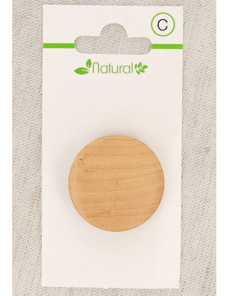Pulsante in legno naturale da 28 mm con gambo - Rotondo
