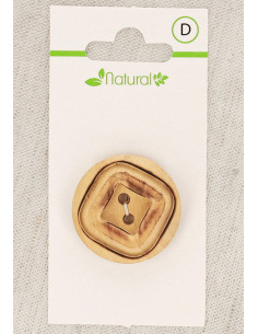 Pulsante in legno naturale 28 mm 2 fori - Quadrato
