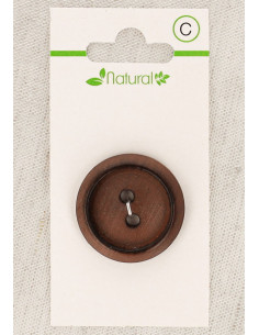 Pulsante in legno scuro da 28 mm con 2 fori - Rotondo