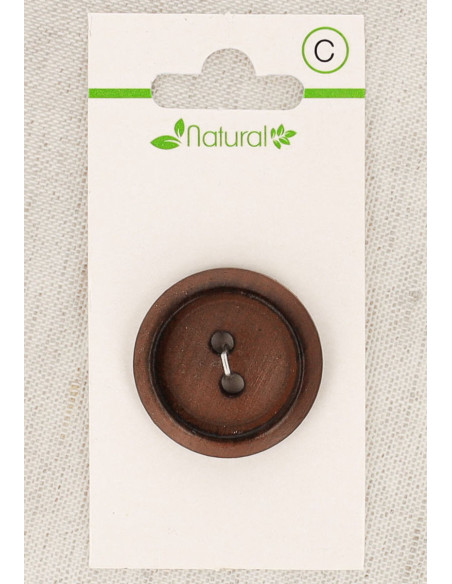 Pulsante in legno scuro da 28 mm con 2 fori - Rotondo