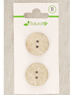 Carta di 2 bottoni in legno naturale 20 mm 2 fori - Rotondi