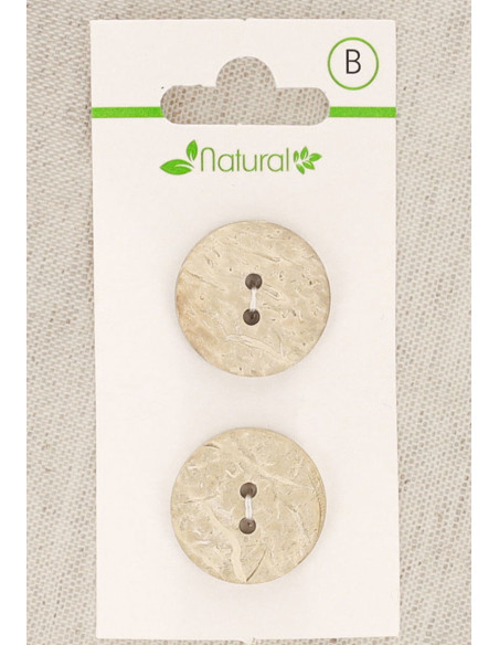 Carta di 2 bottoni in legno naturale 20 mm 2 fori - Rotondi