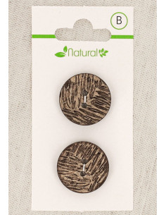 Carta di 2 bottoni in legno naturale 20 mm 2 fori - Fogliame
