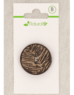 Pulsante in legno naturale 28 mm 2 fori - Fogliame