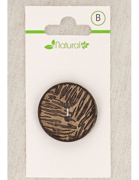Pulsante in legno naturale 28 mm 2 fori - Fogliame