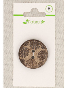 Pulsante in legno naturale 28 mm 2 fori - Fantasia
