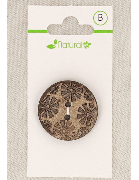 Pulsante in legno naturale 28 mm 2 fori - Fantasia