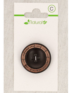Carta di 1 bottone in legno bicolore 28 mm 4 fori - Rotondo