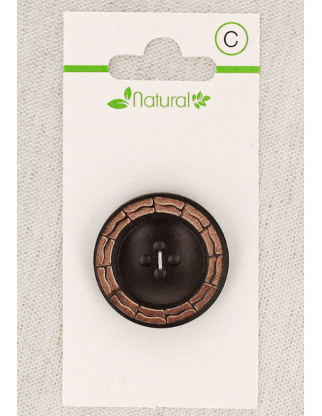 Carta di 1 bottone in legno bicolore 28 mm 4 fori - Rotondo