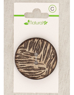 Pulsante in legno naturale 38 mm 2 fori - Fogliame