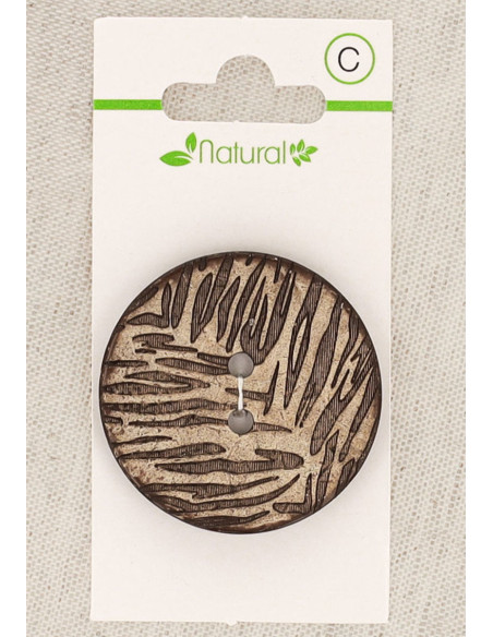 Pulsante in legno naturale 38 mm 2 fori - Fogliame