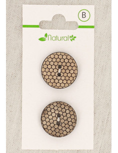 Carta di 2 bottoni in legno naturale 20 mm 2 fori - Nido d'ape