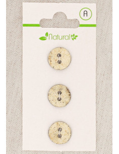 Carta di 3 bottoni écru e beige 13 mm 2 fori - Marmorizzati