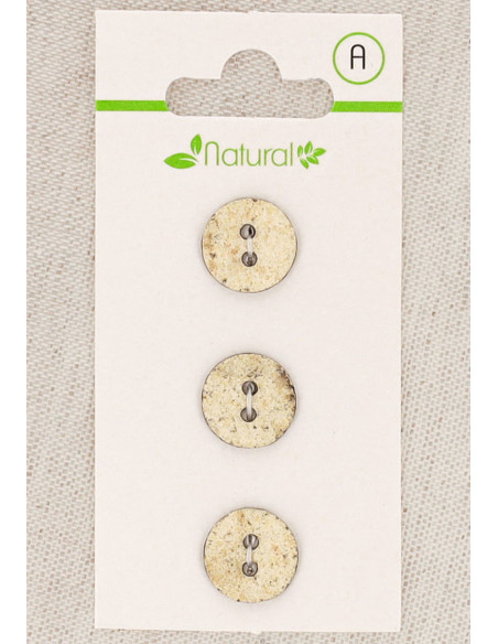 Carta di 3 bottoni écru e beige 13 mm 2 fori - Marmorizzati